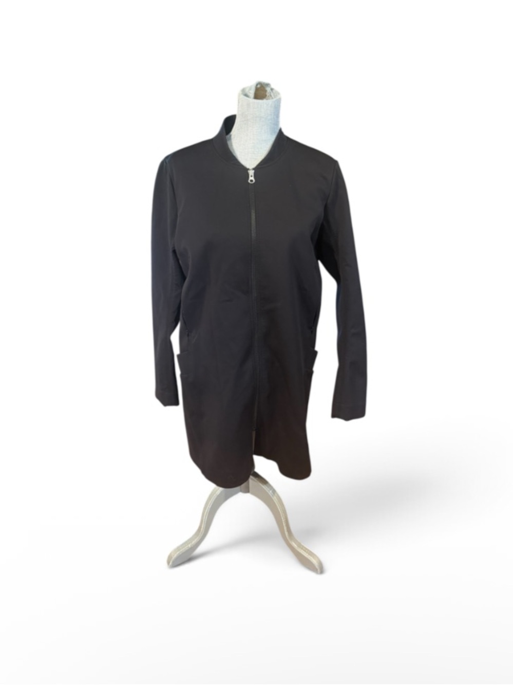 Black Longline Zip-Front Women's Jacket 10 (4080)